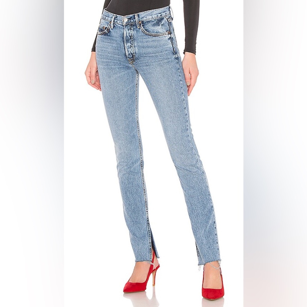 GRLFRND Addison High Rise Split Leg Boot Leg Jeans